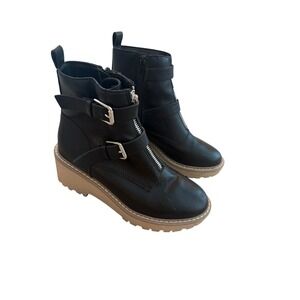 🖤 Emmy Girls Black Buckle Boots - Size 3